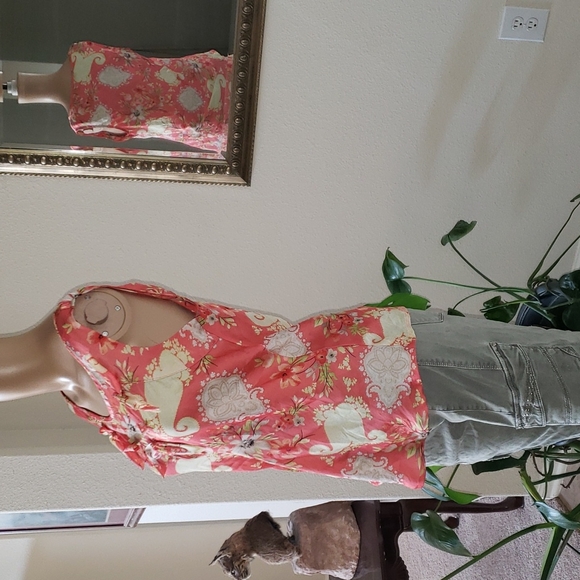 Larry Levine s feels like satin adorned w/ribbon flowers flattery - Picture 3 of 7